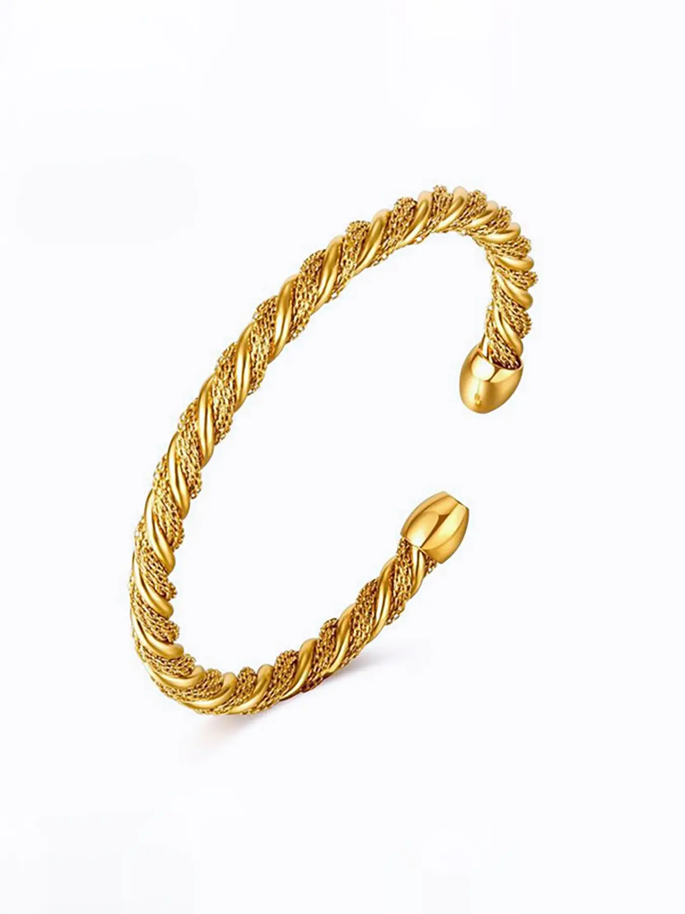 Fashionable women's twisted steel wire bracelet, with a round head opening design. This is a perfect accessory for daily wear by ladies, and an ideal gift for special occasions.