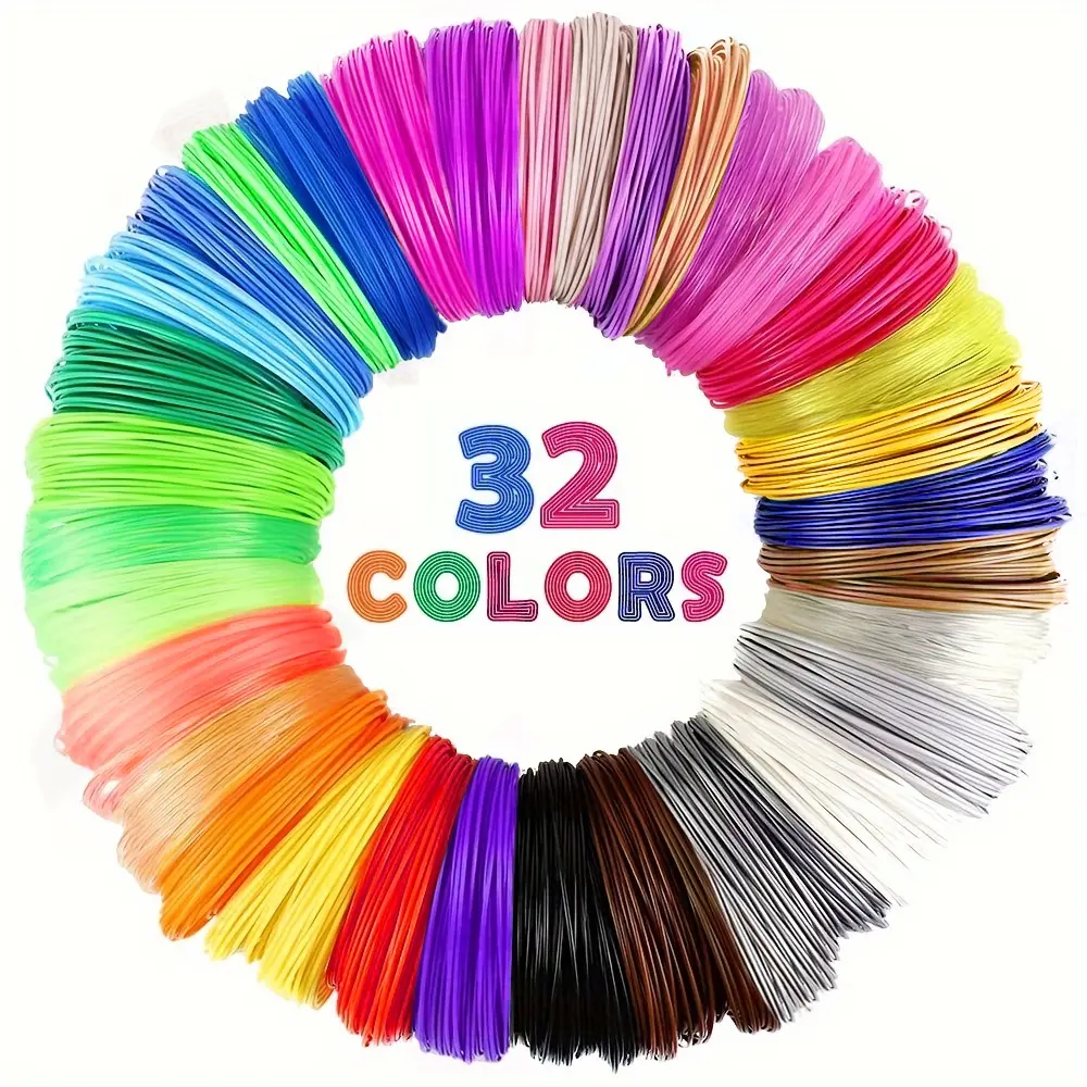 32 Colors 1.75mm 3D Pen PLA Filament Refills, 10 Feet Per Color, Total 320 Feet Sample Pack