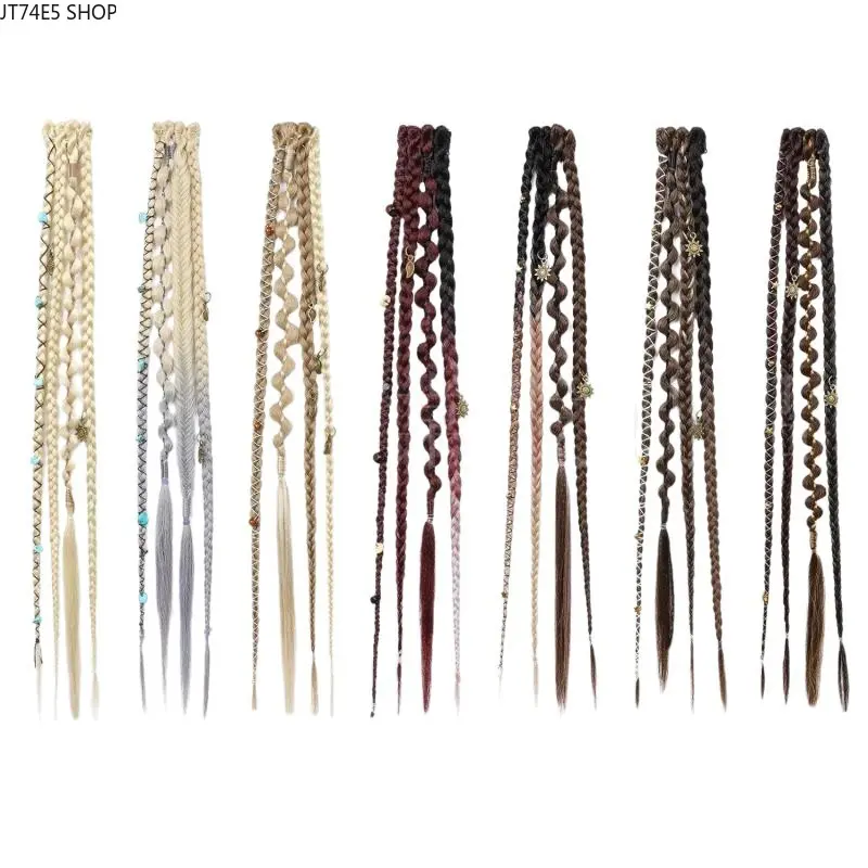 Maillard-Tone Pre-Made Half-Head Dreadlock Braids, Synthetic Wasteland-Style Bohemian Extensions for European-American Fashion Styling