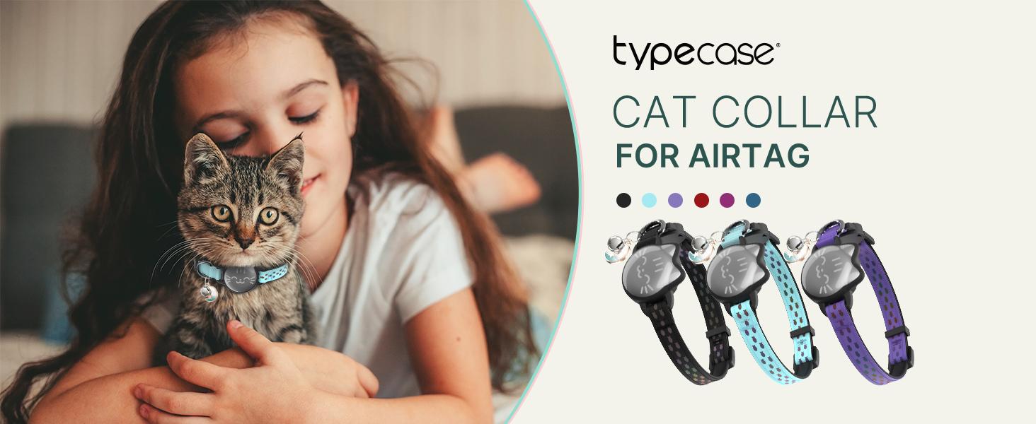 Waterproof Airtag Cat Collar, Breakaway Cat Airtag Collar with Luminous & Reflective Fish Pattern, Lightweight Kitten Collar for Apple Air tag, Hidden GPS Tracker Holder for Cats, Kittens(9-13")