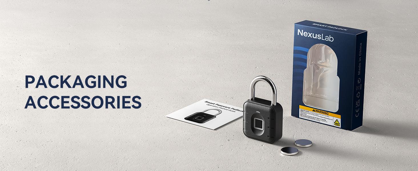 Padlock, Locker Lock, Gym Lock with TUYA App, IP67 Waterproof, 10 Fingerprints, Stainless Shackle for School Locker, Fence, Gym Locker & Gatres