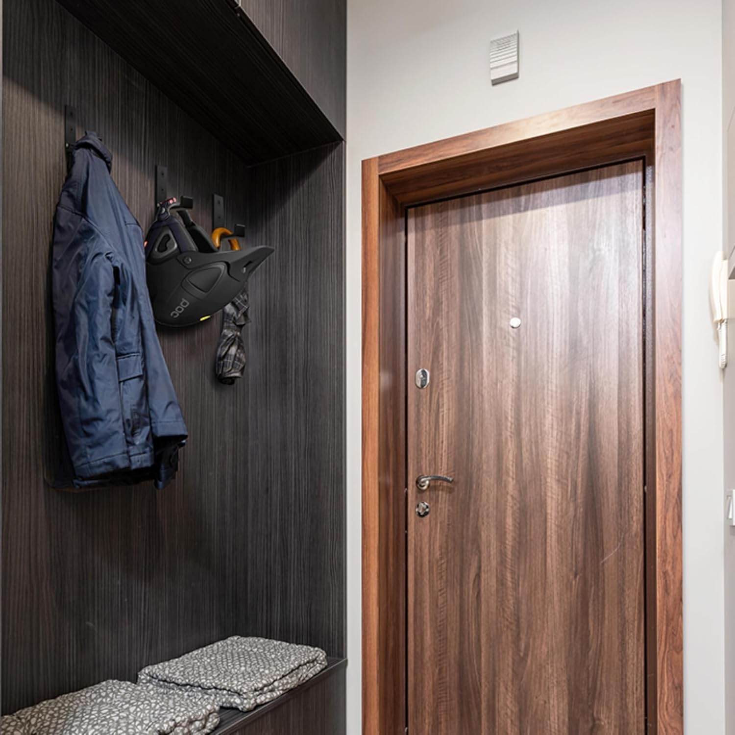 Folding Coat Hooks 6 count Foldable Hook Wall Mounted for Hanging Coat, Jacket, Towel Heavy Duty Wall Hooks  Alloy Fold up Hooks Headphones Holder Bearing Load 33lb (Black)