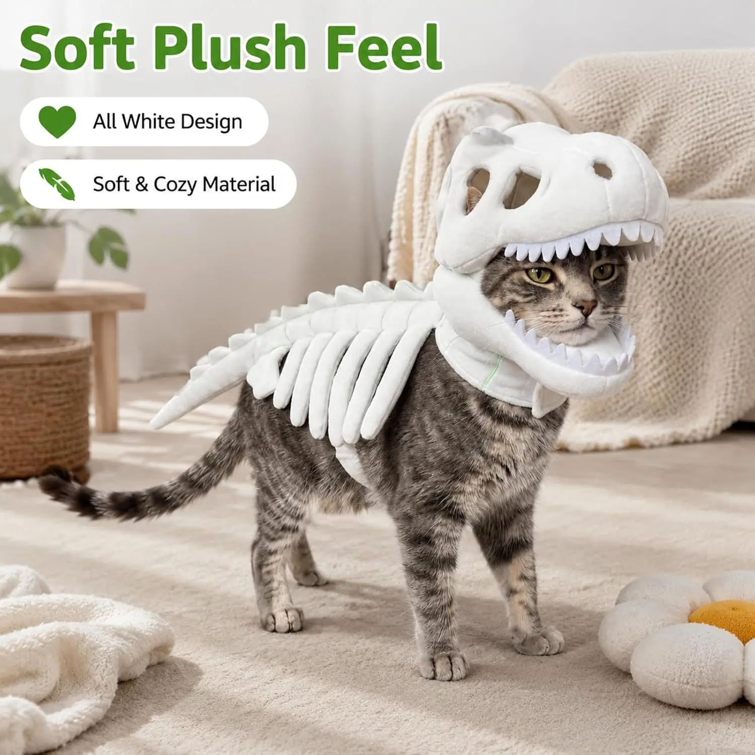 Dinosaur Skeleton Costume for Pets, Fun and Unique Pet, Perfect for Halloween and Parties, Durable and Comfortable Design