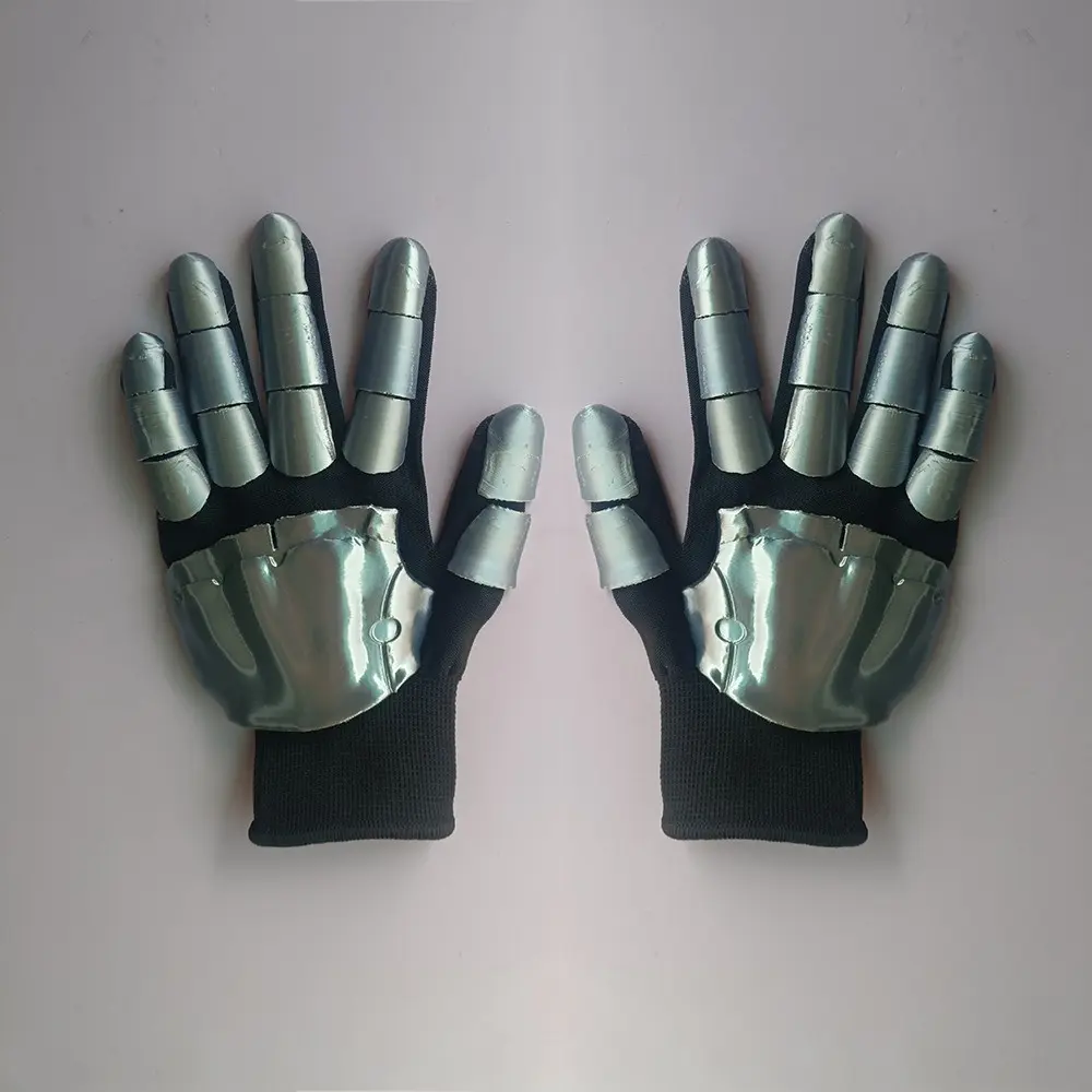 Cyberpunk Gloves for Cosplay, Mechanical Armor Style Riding Gloves, 3D Printed Hand Protection, Perfect for Dance Parties and Events