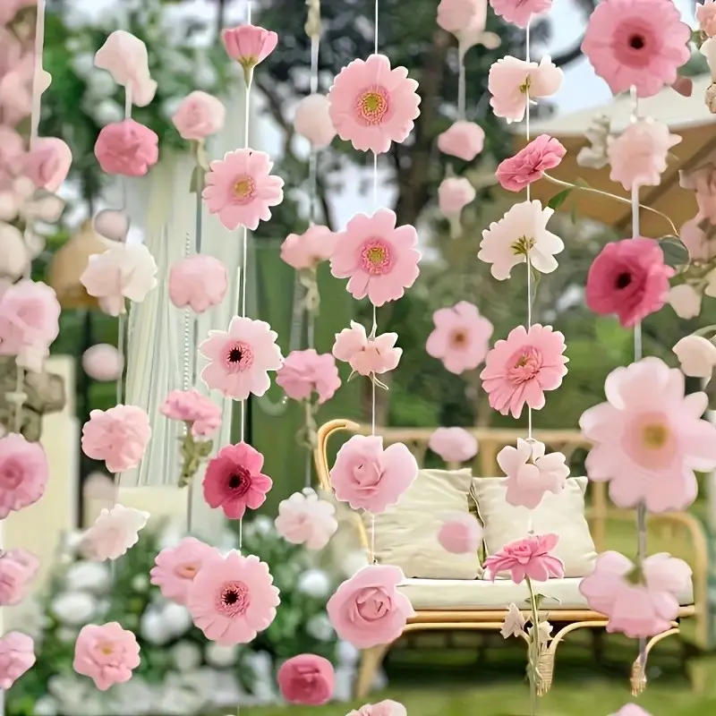 111-Piece Floating Flower Set, Bohemian Artificial Flower Curtain, DIY Hanging Decor, Artificial Hanging Flowers, Spring & Christmas Decoration