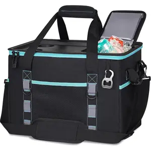 SUNDAY MIRTH Soft Cooler Bag with Hard Shell & 2 Cup Holders, Portable 40L/70 Cans Collapsible Cooler Bags Insulated with Leakproof for Travel, ice chests and Cooler Lunch Box for Beach Camping Picnic