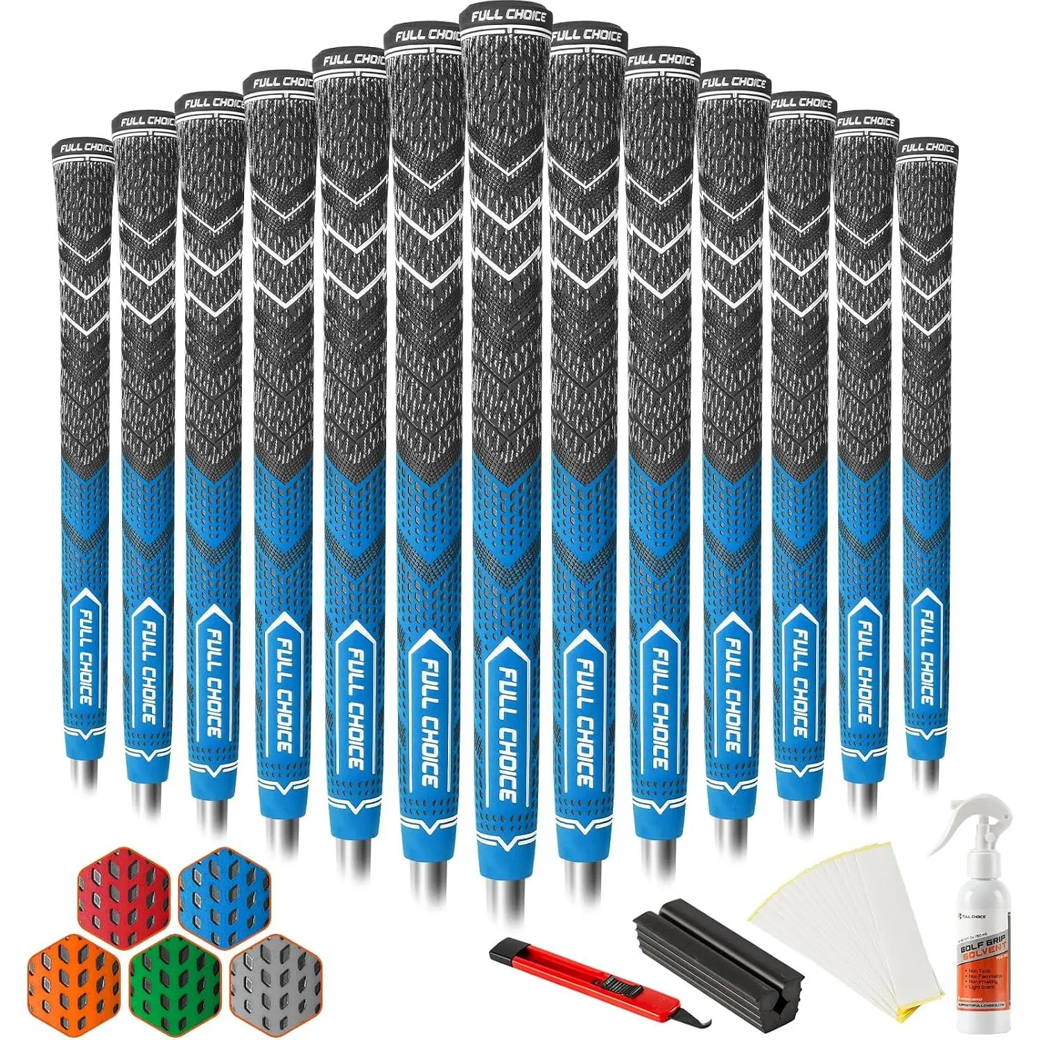 Cross Corded Golf Grips 13 Pack, Multi-Compound Hybrid Club Grips with Low Taper, Standard/Midsize/Jumbo, Multiple Colors, Base Set or Complete Regrip Kit, CG01 Series