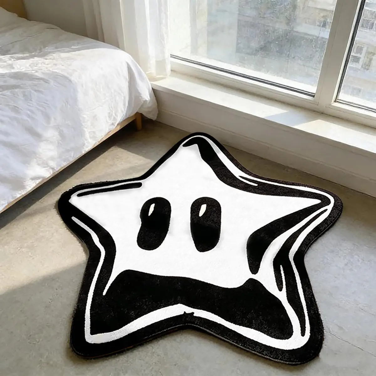 Cartoon Star Irregular-Shaped Carpet, Soft Plush Rug for Kids Room, Stylish Home Decor Floor Rug for Bedroom and Living Room, Soft Area Rug