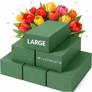 Wet Floral  Blocks for   - 6 count Styrofoam Block, Each (9" L x 4.1" W x 2.7" H) Green  for Flower Arrangements Supplies