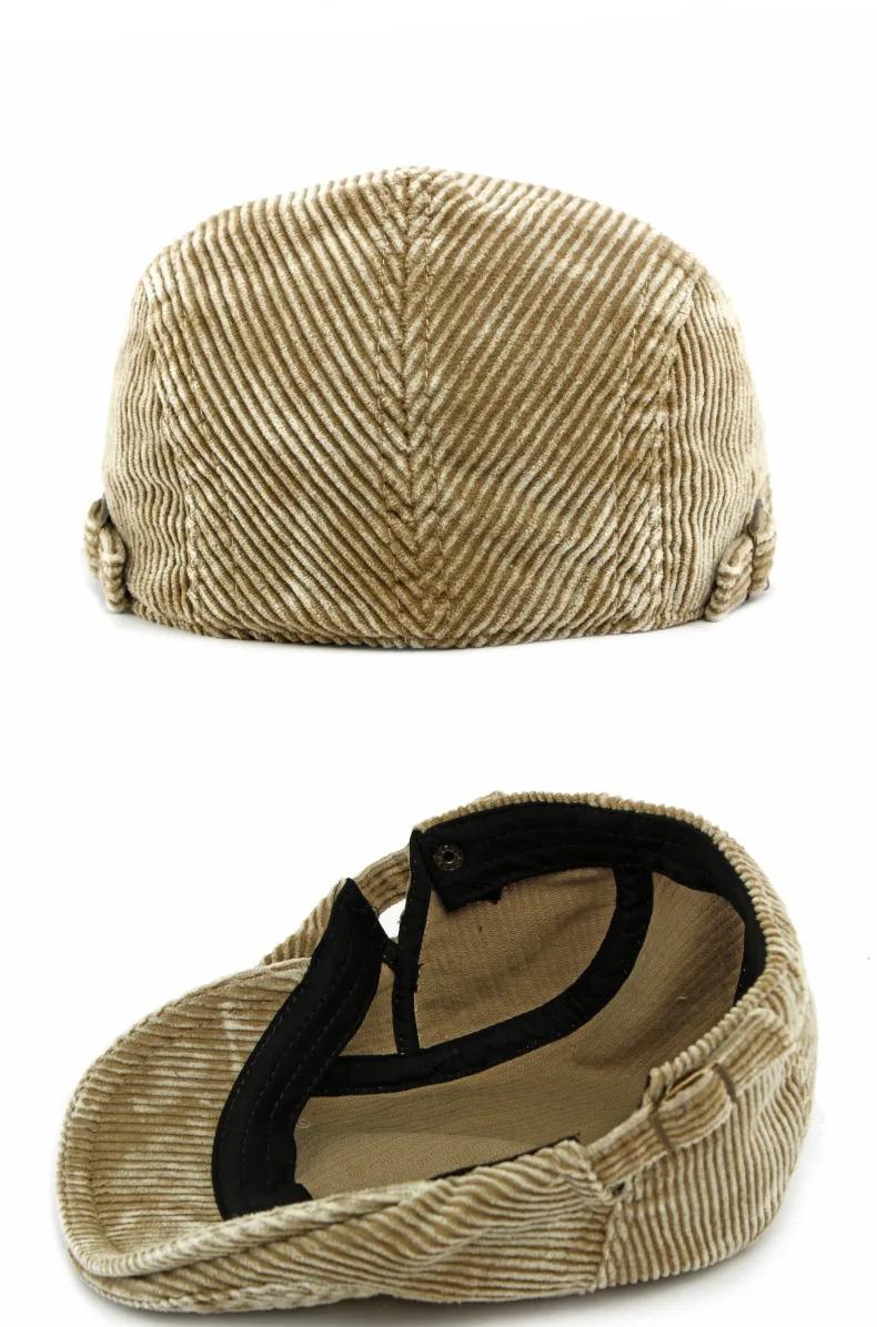 Autumn New Hat for Men and Women Corduroy Beret British Retro Forward Cap Casual Duckbill Cap Washed Cotton
