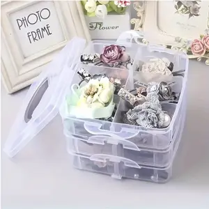 1pc Jewelry Storage Box Multi layer Transparent Divided Handheld Multi functional Jewelry Storage Box