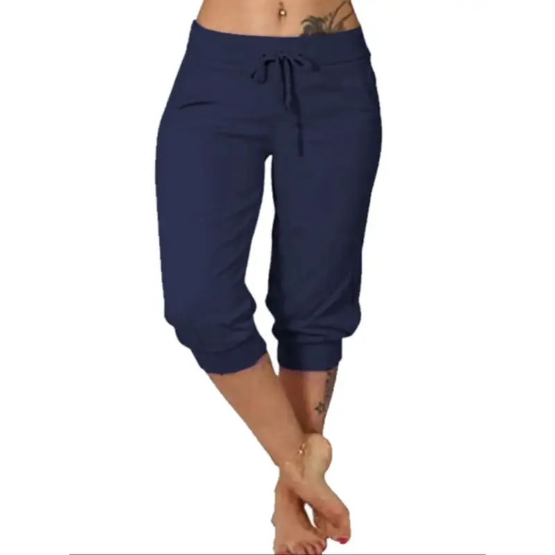 [Plus Size] Solid Color Minimalist Capri Pants, Casual Chic Comfy Fit Capri Trousers for Daily Wear, Women's Bottoms for Summer