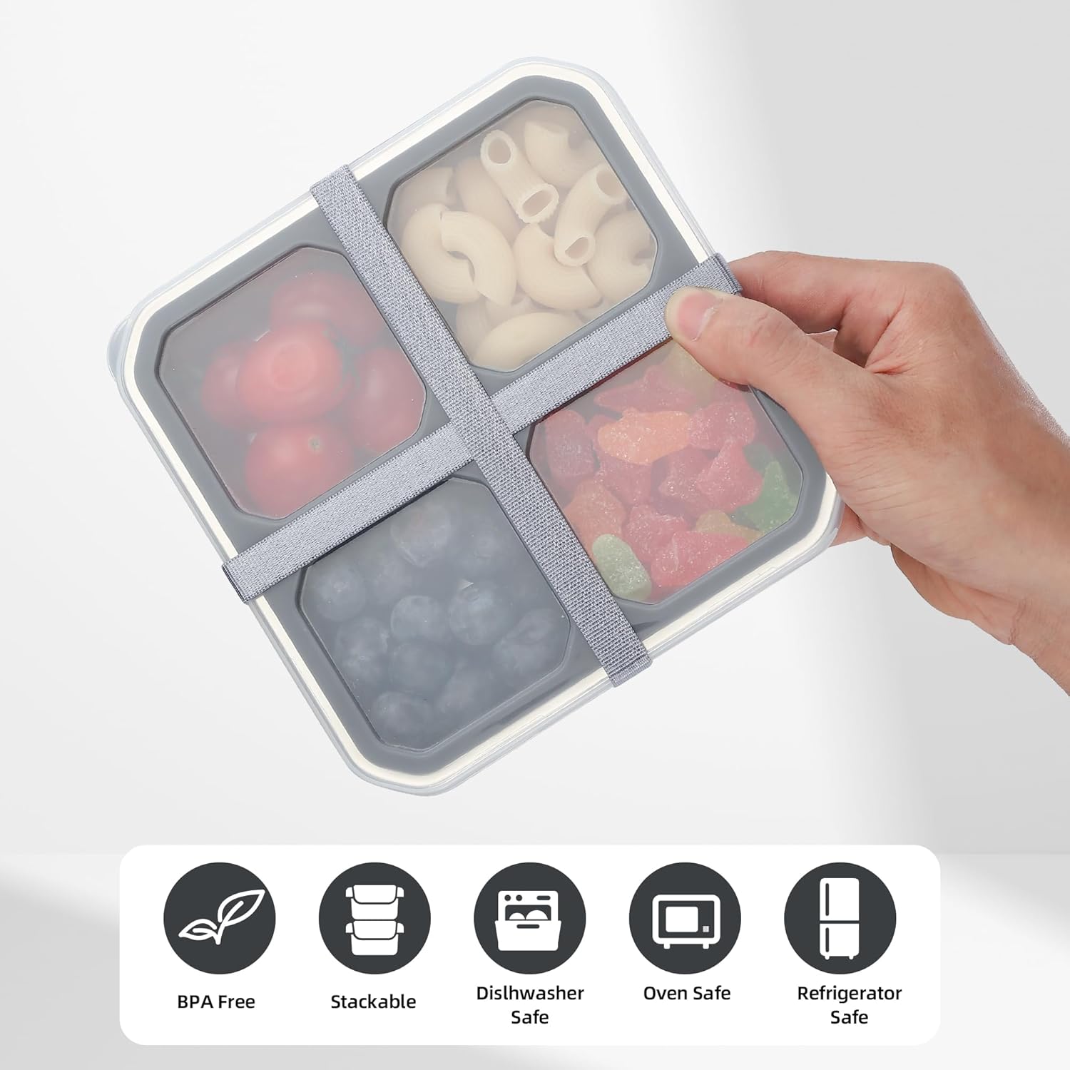 4 Pack Stainless Steel Snack Containers with Lids 4 Compartment Lunch Box for Adults & Meal Prep Bento Box Containers 4 Pack Stainless Steel Snack Containers with Lids 4 Compartment Lunch Box for Adults & Meal Prep Bento Box Containers
