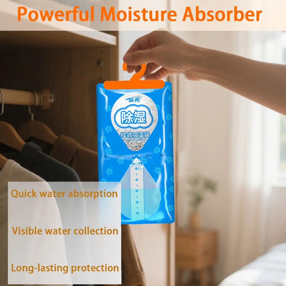 Large Capacity Dehumidifier Bag, Hanging Closet Dehumidifier Bag, Humidity Pack, Odorless Dryer, Condensation Bag, Abs Material