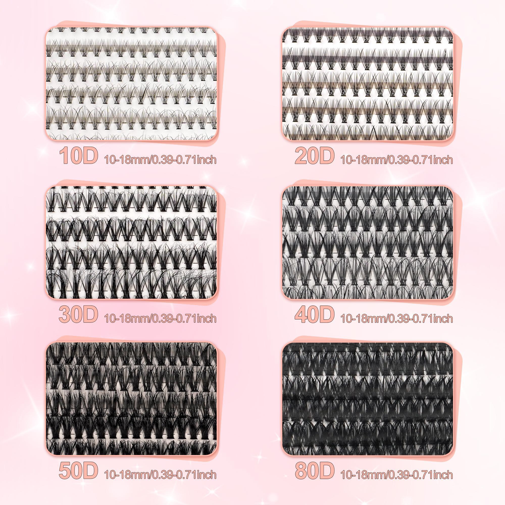 Individual False Eyelashes Kit, 1 Set Curling False Eyelashes with Glue & Tweezers & Lashes Curlers & Glue Remover, Individual Eyelash, Eyelashes Extension Eye Makeup Enhancement Tool, Gift, Volume Individual Lashes