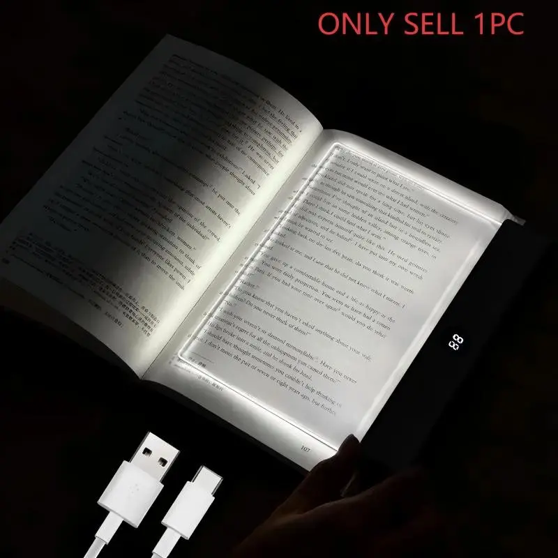 Rechargeable Transparent LED Book Light, Adjustable Brightness Panel Lamp, Timer Feature, Ideal for Night Reading, Fun Gift for Readers