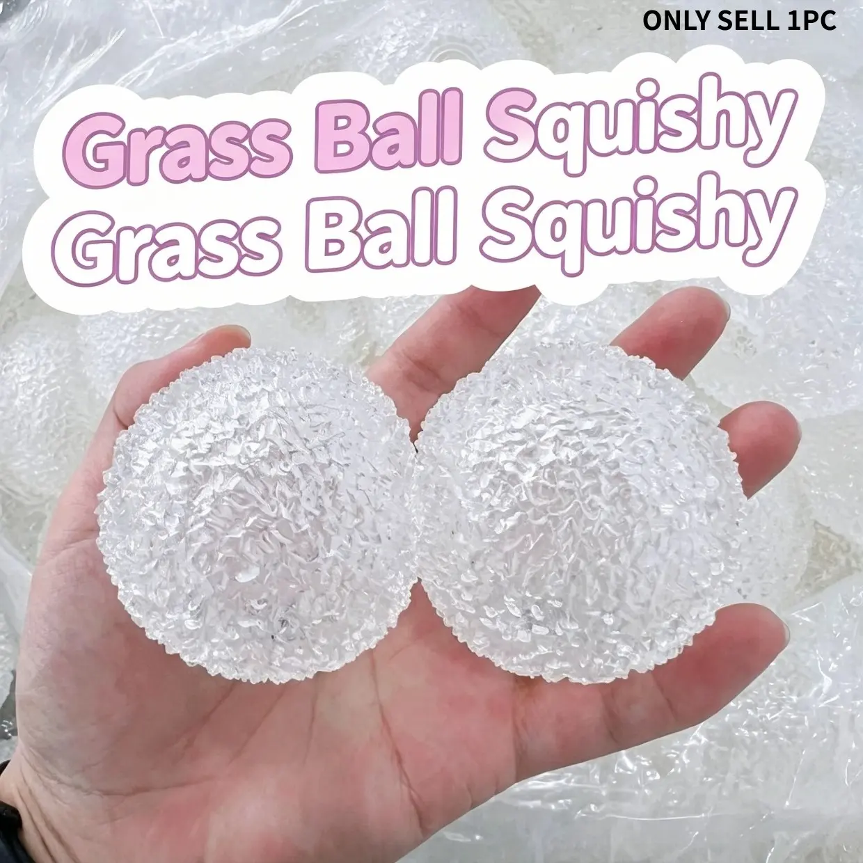 DIY Handmade Grass Ball Squishy Toy, Soft Squishy, Decompression Squishy, Transparent Particle Ball Skin Stress Relief Toy, DIY Craft Stress Ball, Soft Squeeze Squishies, Model Ab-Wg-G1