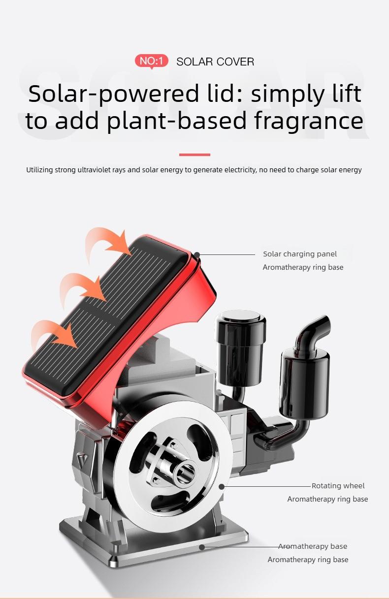 Solar Engine Car Aromatherapy Diffuser, Diesel Engine Style Car Decoration, Solar Rotating Car Air Freshener No Charging Needed, Multiple Fragrances, Gift for Boyfriend