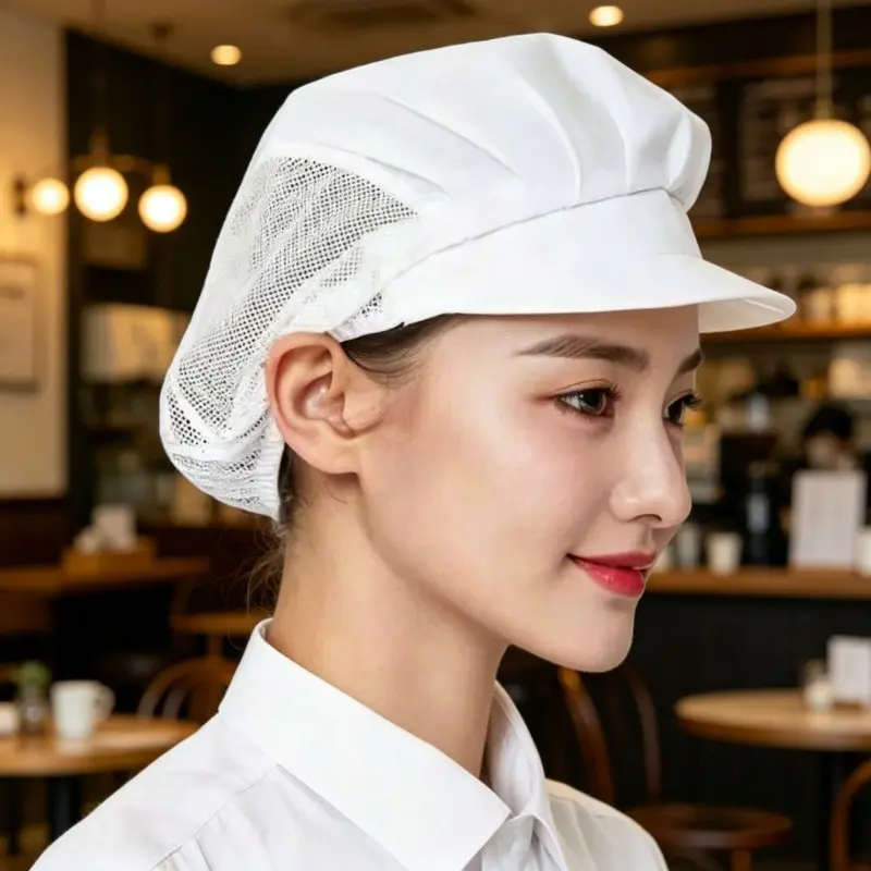Women's Chef Hat for Kitchen Dining Food Baking, Brimmed Work Cap, Hair Net Hat, Anti-Hair Loss Dustproof Hat, 1pc Household Essential