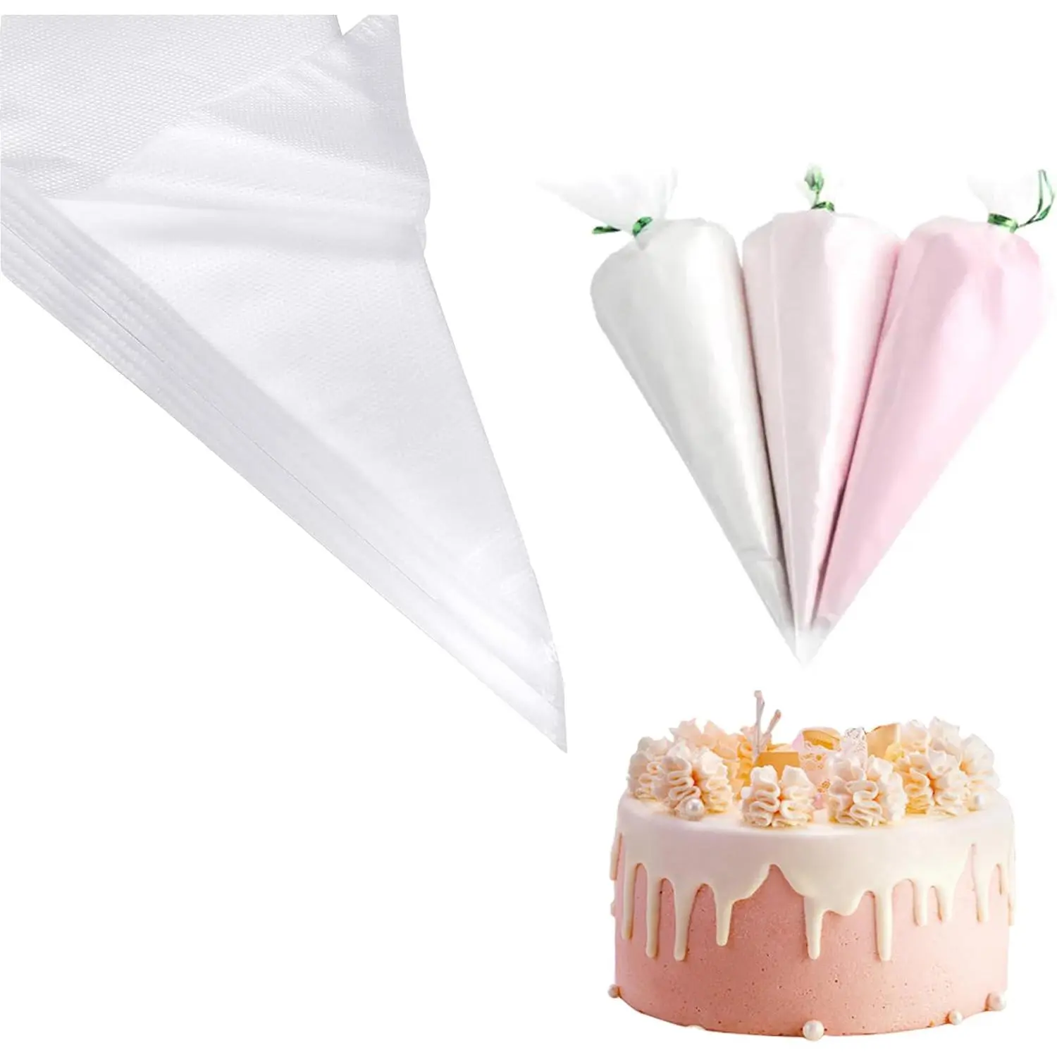 Piping Bags,50 Pieces Anti Burst Piping Bags, 12 Inches, Icing Piping Bags, Disposable Cake Decorating Bags, Non-Slip Pastry Bags-Ideal for Cakes,Cream Frosting and Cookie Decorating (50)