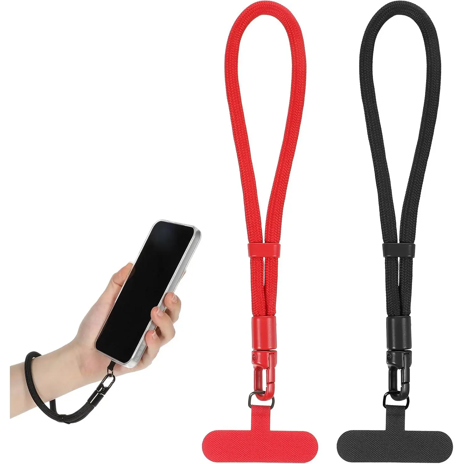 Adjustable Phone Lanyard, Cell Phone Wrist Strap 2 count | Anti-Drop Wrist Lanyard with Tether Tabs, for Smartphones Accessory ( Red, Black)