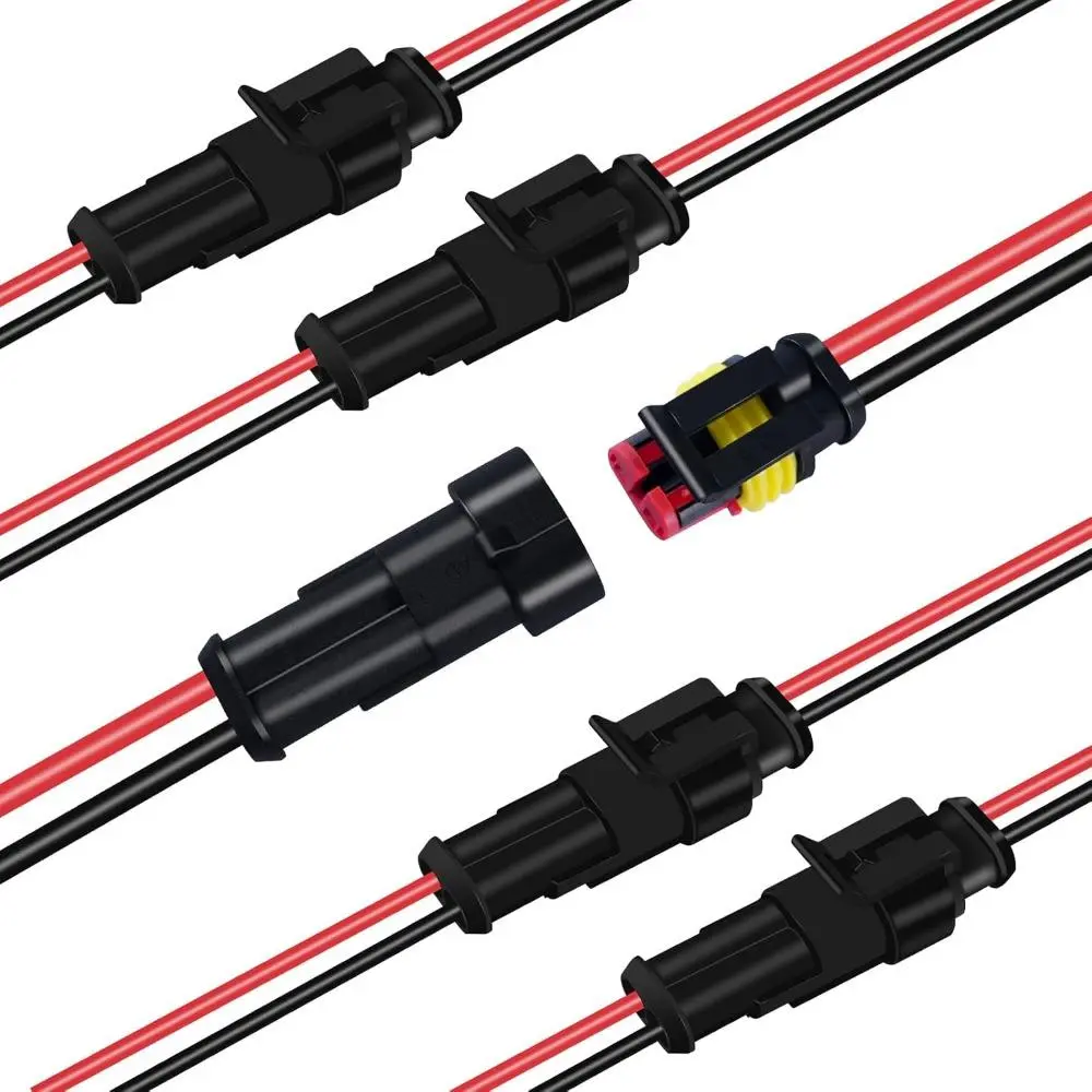2 Pin Waterproof Electrical Connectors, Male and Female Wire Connectors, 12V Plug Connector, Suitable for Connecting Weak Current Lines Such As Cars, Motorcycles, and Ships(5 Pack)