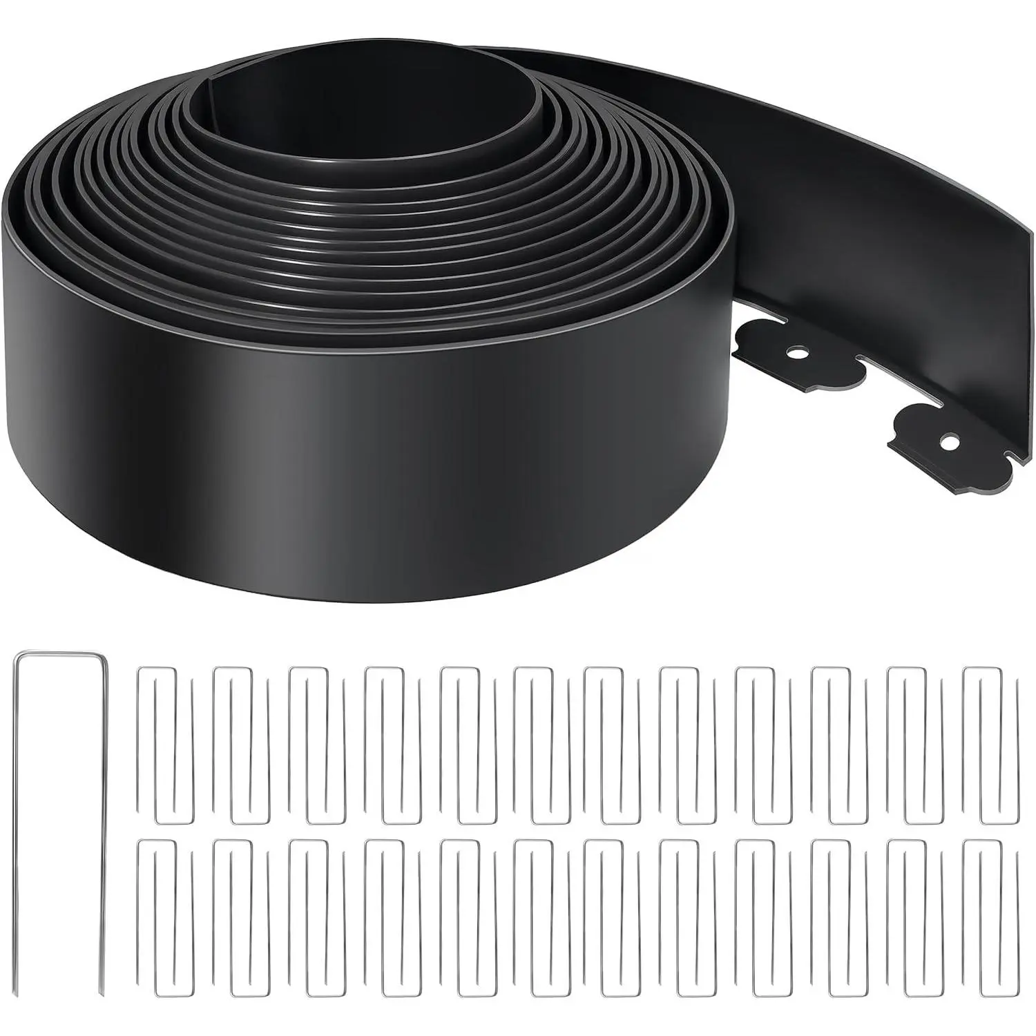 Landscape Edging 4 Inch Tall No Dig Garden Edging Border 60FT with 60 Metal Stakes,Lawn Edging for Yard, Flower Bed and Landscaping (Black, 60FT x 4 Inch)