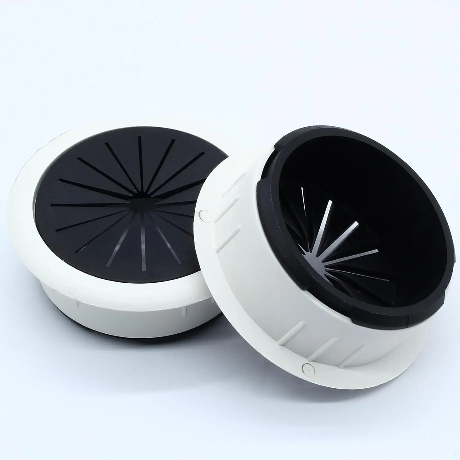 4 Pack Rubber Grommets Plastic Hole Cover Circle Table Grommets White Cable Grommets for Desk, Table, Office(Black White)