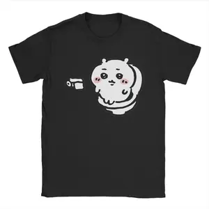 Men's T-Shirt Chiikawas on The Toilet Potty Hachiware Usagi Pooping Meme Cotton Tees Short Sleeve  T Shirts O Neck Tops Adult
