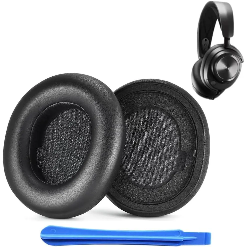 Synthetic Leather Replacement Earpads Accessories for Arctis Nova Pro Headphones, Durable Soft Ear Cushion Cups (Black)