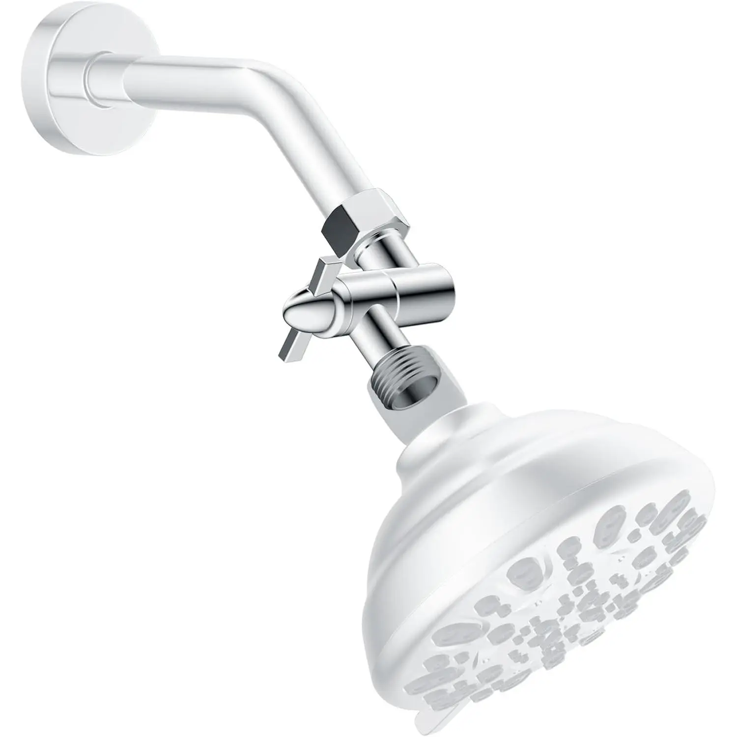 Metal Shower  Elbow Adapter, 360 ° Adjustable Swivel Brass Showerhead Adapter for Fixed and Rain Showerhead, Stainless Steel Wall Mounted Shower Connector, Chrome