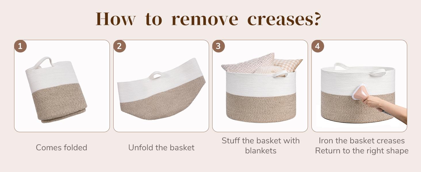 XXXLarge Cotton Rope Basket Woven Laundry Baskets Blanket Baskets Basket with Handle Comforter Cushions Storage Bin Thread Laundry Hamper - 21.7" x 21.7" x 13.8" :