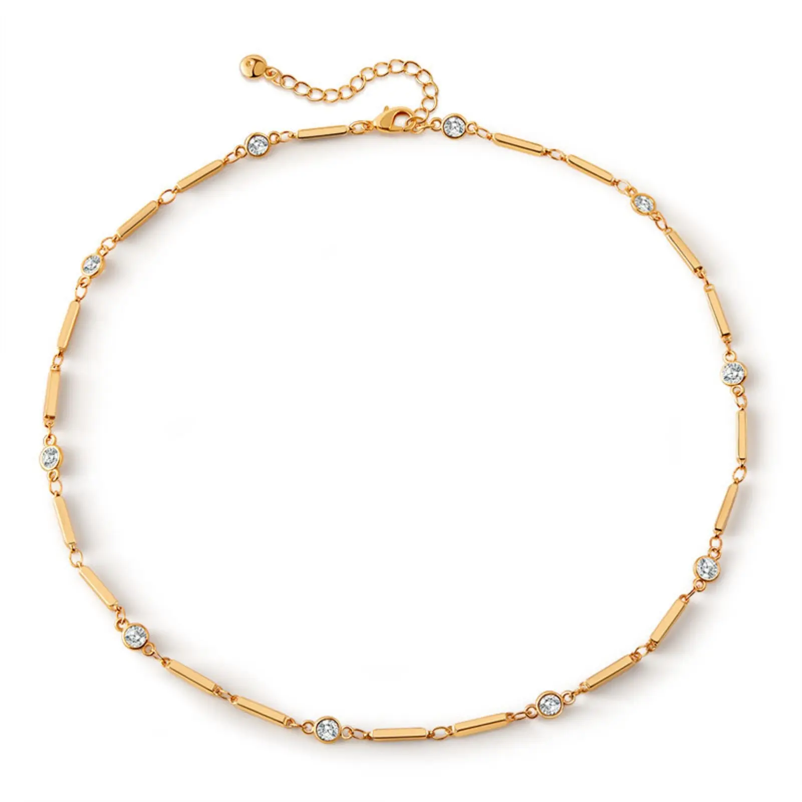Women's Chain Choker Necklace - Dainty Minimalist Cool-Tone Sparkle Rhinestone Pendant, Feminine Aesthetic Casual Style Necklaces, Daily Costume Jewelry for Women's Outfits & Layering, Dainty Fashion Jewelry, Bling Effect, Trendy Daily Accessory