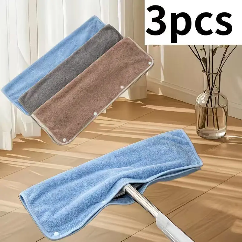 Three-Piece Floor Cleaning Set, Clip-On Cover, Coral Fleece Cloth, Absorbent Mop Sleeve, Thickened, Non-Shedding