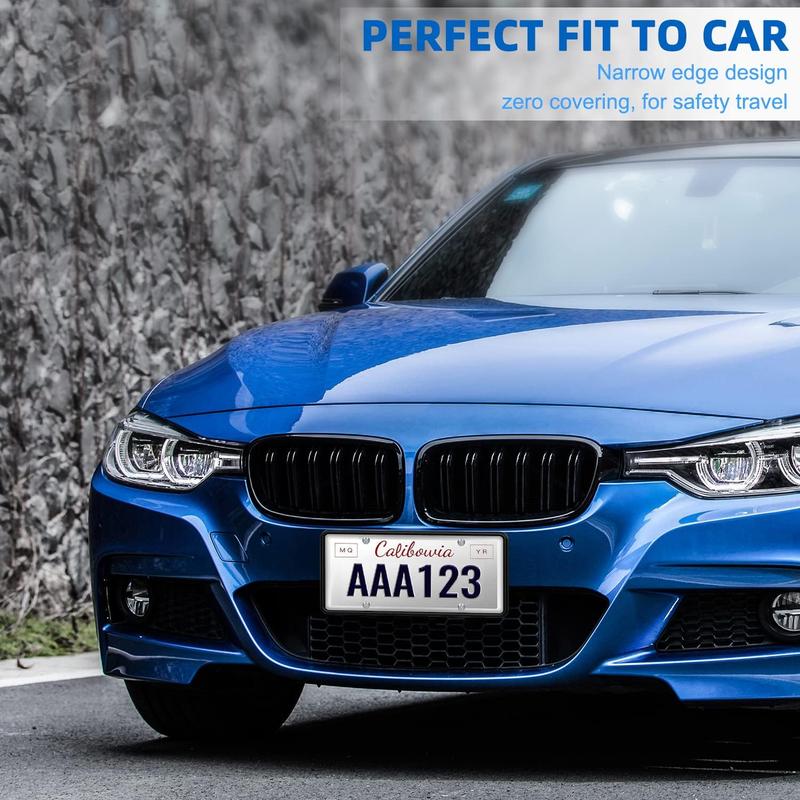 2 Pack  License Plate Frame, Front  License Plate Cover, License Plate Bracket Holder Rust-Proof Rattle-Proof Weather-Proof for  CA Standard  & 2 count Water Coaster (Black)