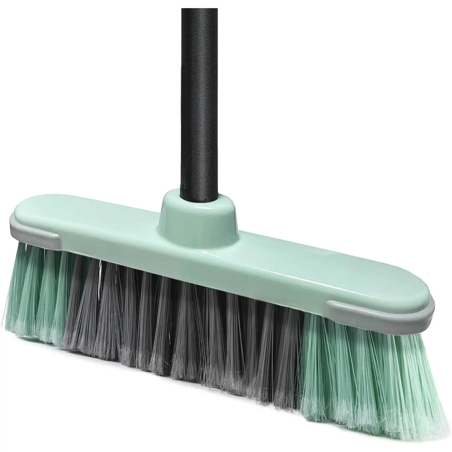 Soft Bristle Indoor Broom (Green), Household Sweeping Broom for Pet Hair, Suitable for Hardwood, Tile & Decking Surfaces
