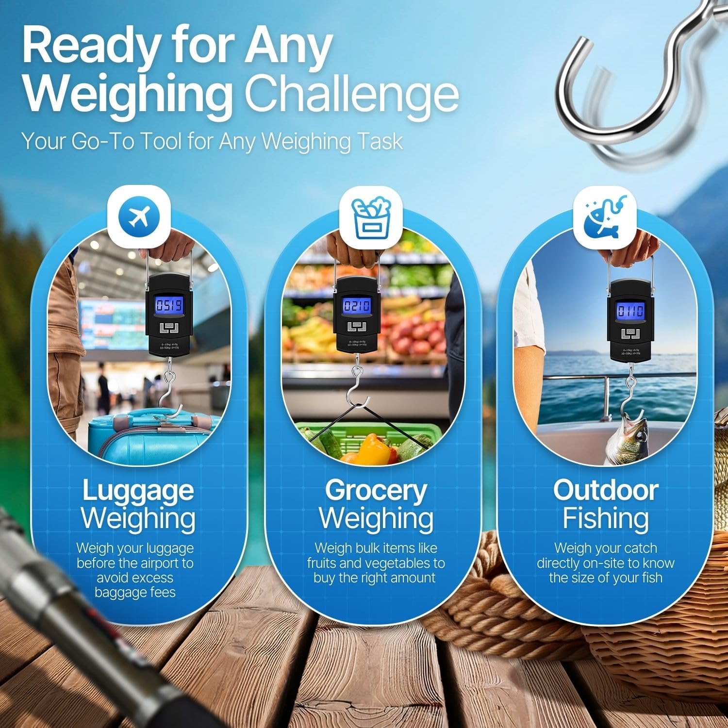 Multifunctional Digital Fish Scale Luggage Scale with Battery Automatic Reading Accurate Numbers The Perfect Multifunctional Scale For Travel and Fishing, Fishing Gifts for Men Universal Home Essentials FishMen Accessories Multifunctional Digital Fish Scale Luggage Scale with Battery Automatic Reading Accurate Numbers The Perfect Multifunctional Scale For Travel and Fishing, Fishing Gifts for Men Universal Home Essentials FishMen Accessories