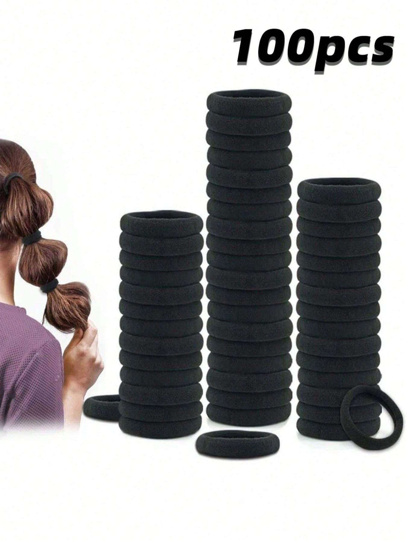 100pcs Women's Black, Fashionable Simple, High Elasticity Thick Hair Scrunchies, Suitable For Everyday Use And Gift Giving Hair Ties Ponytail Holders Hair Elastics Hair Rope Sports Hair Band