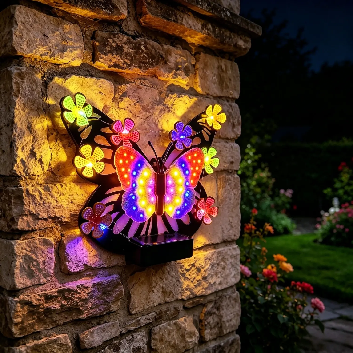Solar Powered Butterfly Wall Light, Waterproof Outdoor Decorative Lamp, Garden Courtyard Patio Lantern, Solar Wall Lanterns, Outdoor Wall Lights, Ideal for Villa Landscape Lighting