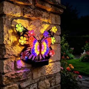 Solar Powered Butterfly Wall Light, Waterproof Outdoor Decorative Lamp, Garden Courtyard Patio Lantern, Solar Wall Lanterns, Ideal for Villa Landscape Lighting