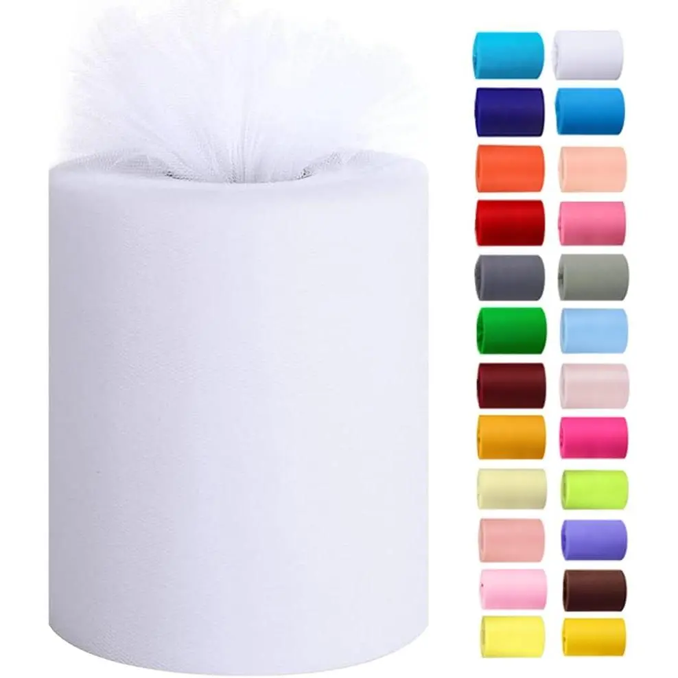 6" by 100 Yards (300 feet) Tulle Roll Spool Fabric for DIY Tutu Skirts Wedding Baby Shower Crafts Decorations Party Supplies (White)