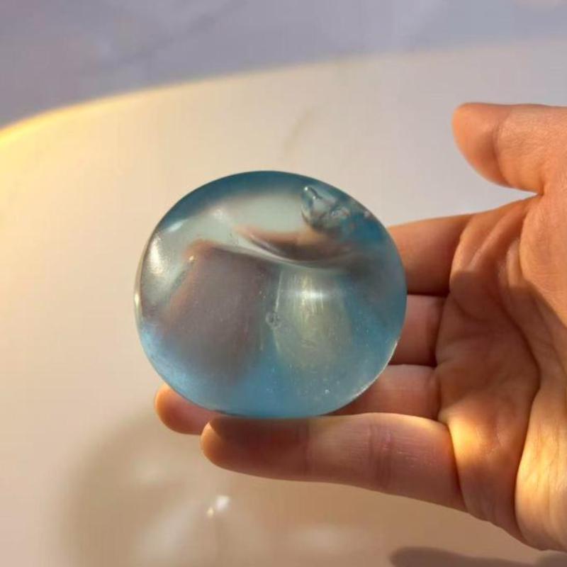 Clear Blue Simulated Maltose Squishy Soft Squeeze Slow Rising Anti Stress Sensory Toy