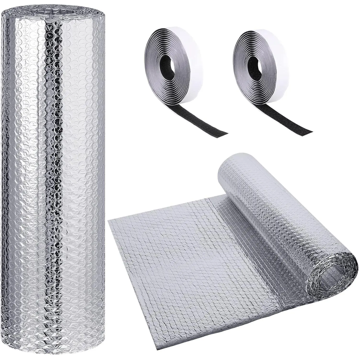 Rv Window Reflective Insulation Roll Double Aluminum Foil Heat Bubble Thermal Window Shade Door Cover Blackout for Garage Roof Travel Camper Skylight Shield