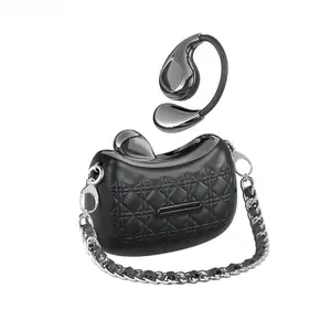 2026 New Luxury Metal Detachable Open-Ear Clip-On Wireless Bluetooth Headphones with Bag-Style Charging Case & Chain, HIFI Audio, 25H Battery Life, Sports Headset for iPhone & Samsung Devices (Running, Gym)