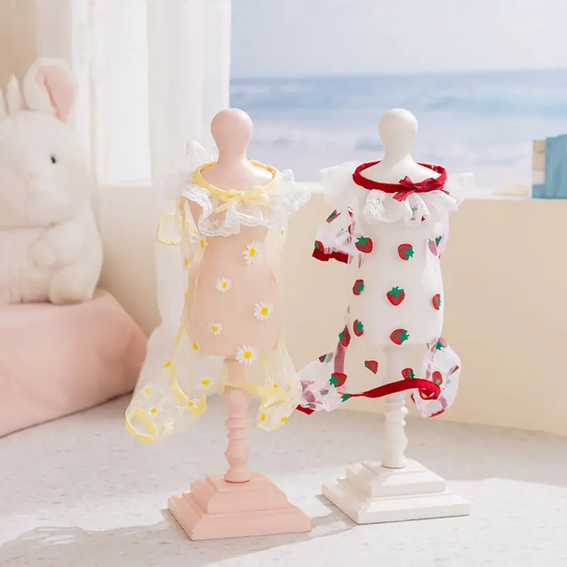 Puppy Insect Proof Jumpsuit Summer Breathable Mesh Dog Clothes Teddy Strawberry Pattern Four Legged Clothing Cuter Bichon Cover
