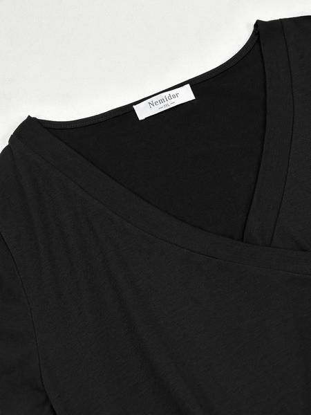 Women's V Neck Stretchy Casual Long Plus Size Dress, Perfect for Bridesmaids, Vintage Style Wedding & Party Wear, Comfortable All-Day Fabric