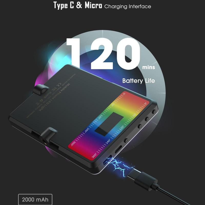 Selfie Light with Phone Holder & Light Clip, 1 Count Led Fill Light RGB Phone Light with 24 Light Effect, Full Color Light For Tablet, Laptop, Video Conference, Party Video