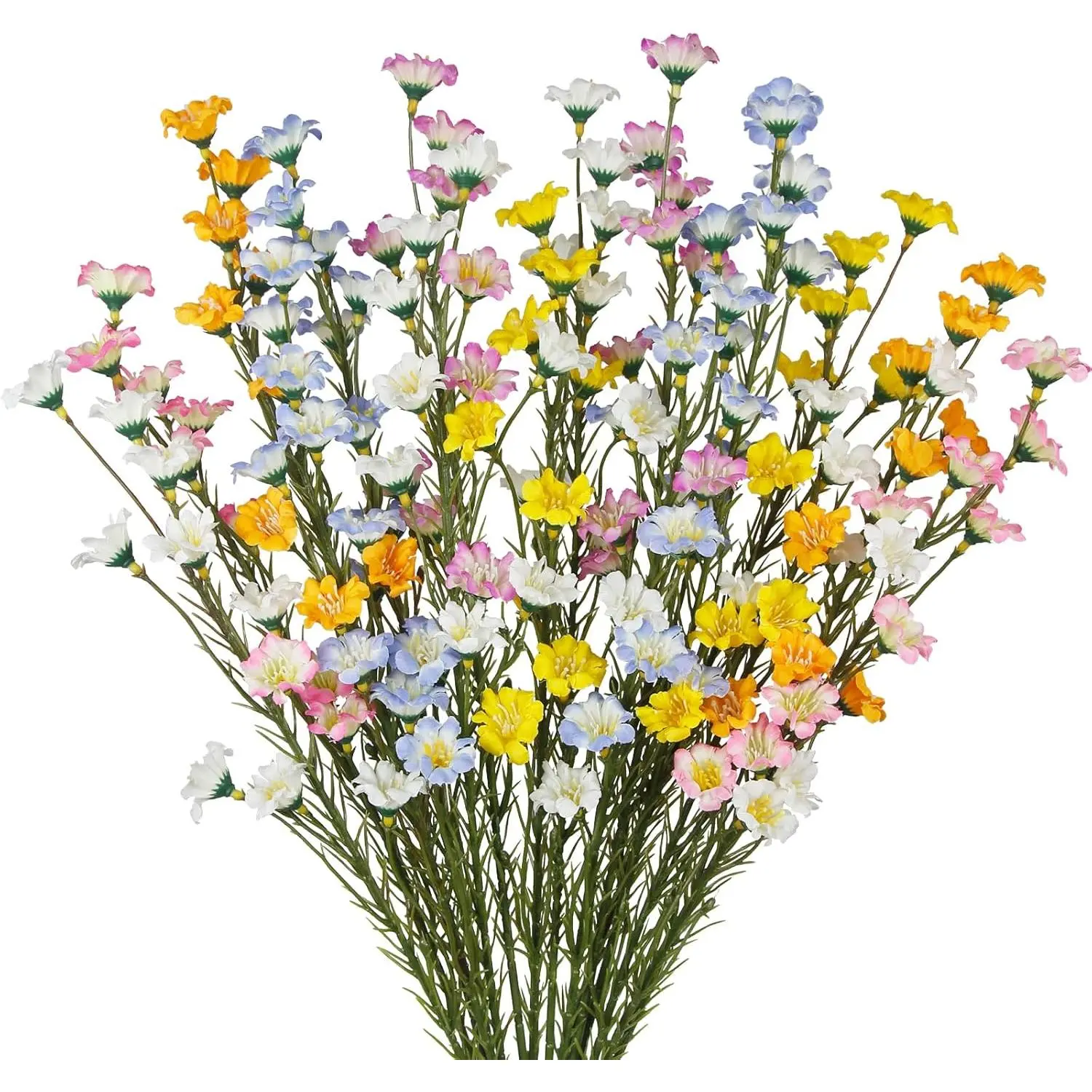 16Pcs Artificial Wildflowers with Stems Bulk Silk Spring Flowers Floral Picks Multicolor Fake Forsythia Branches Faux Wildflowers Arrangements for Home Decor Indoor Outdoor Wedding Centerpieces
