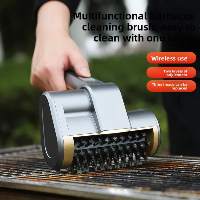 Rechargeable Rotating Brush Barbecue Grill Cleaner, Stainless Steel Kitchenware for Outdoor BBQ Use