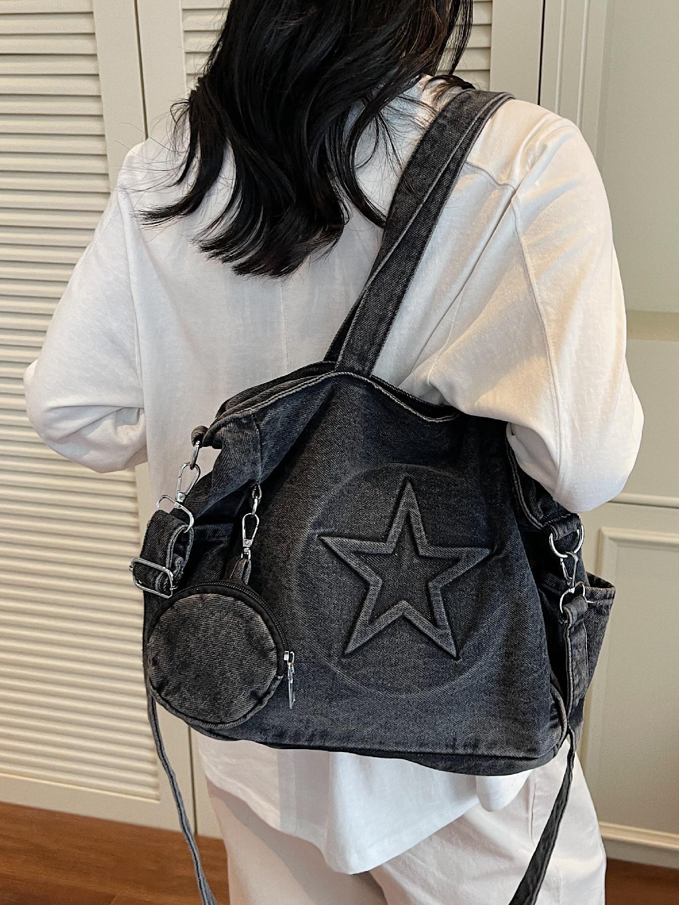 Women's Fashionable Star Design Slouchy Tote Bag, Casual Large Capacity Shoulder Bag for Daily Used, Trendy Versatile High-quality Daily Commuting Bag, Girl Fashionable Shopping Bag